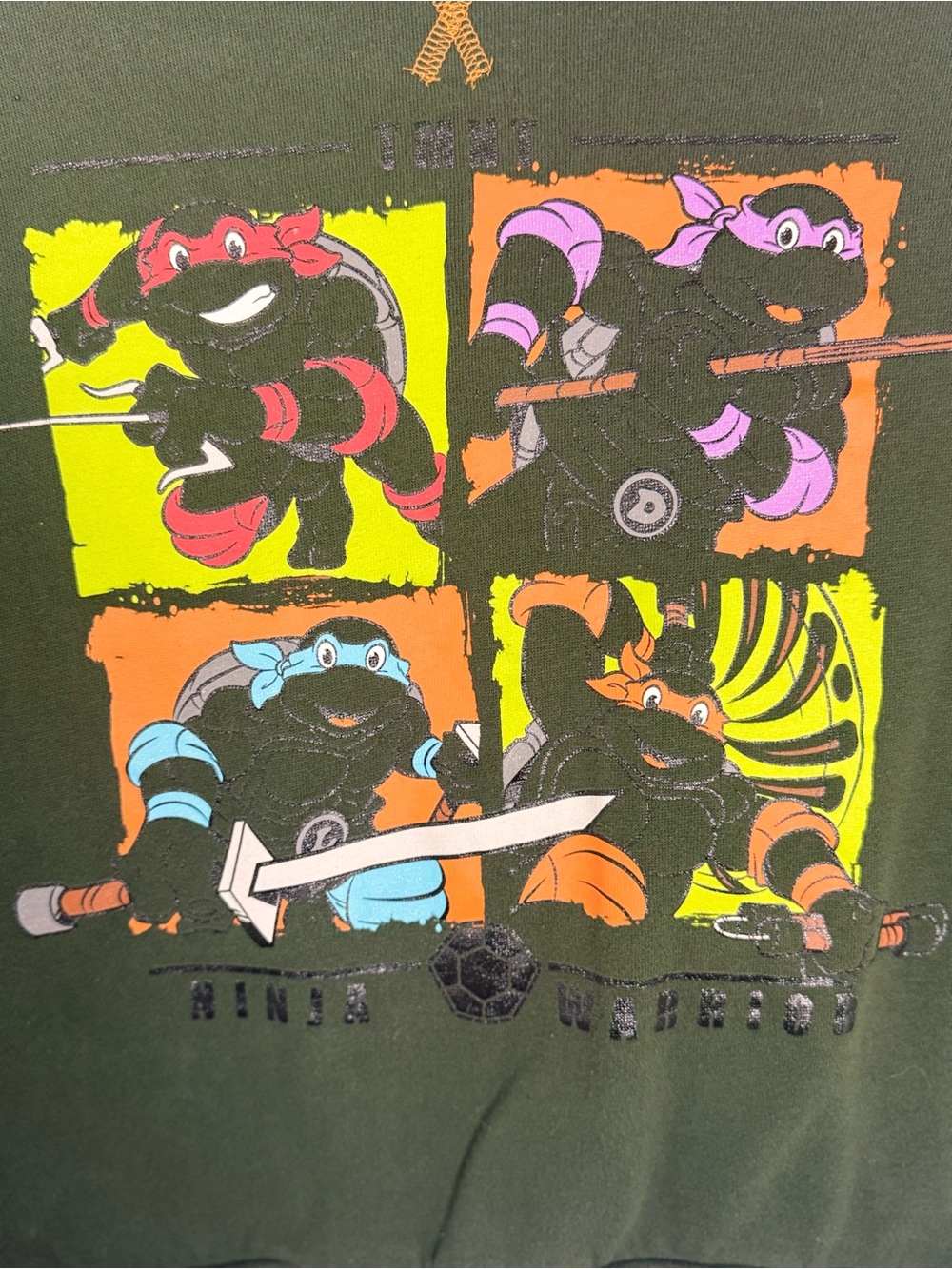 TMNT Ninja Turtles Kids 10 Green Graphic Crewneck Sweatshirt School Travel Cozy - Picture 3 of 9